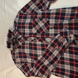 Rip Curls mens flannel button up medium red navy gray plaid